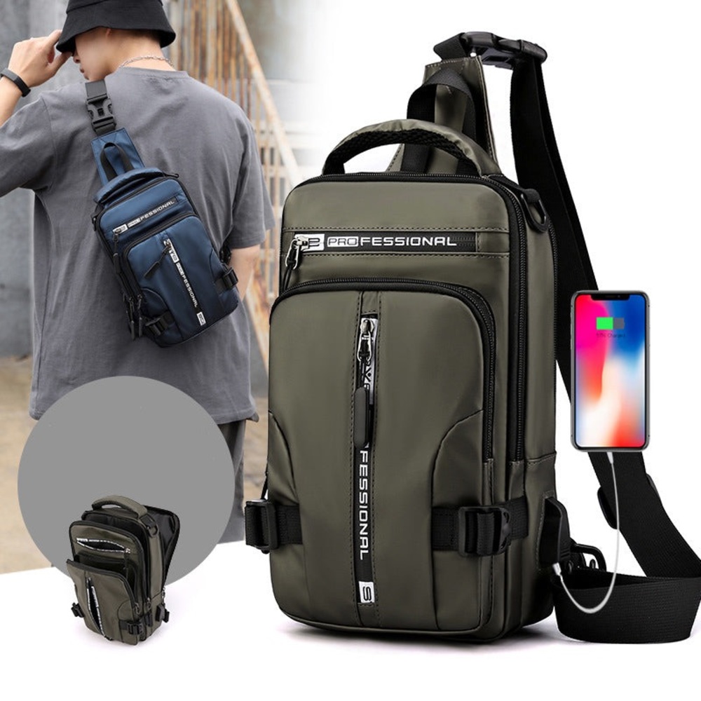 3 style men’s USB charging sidebag